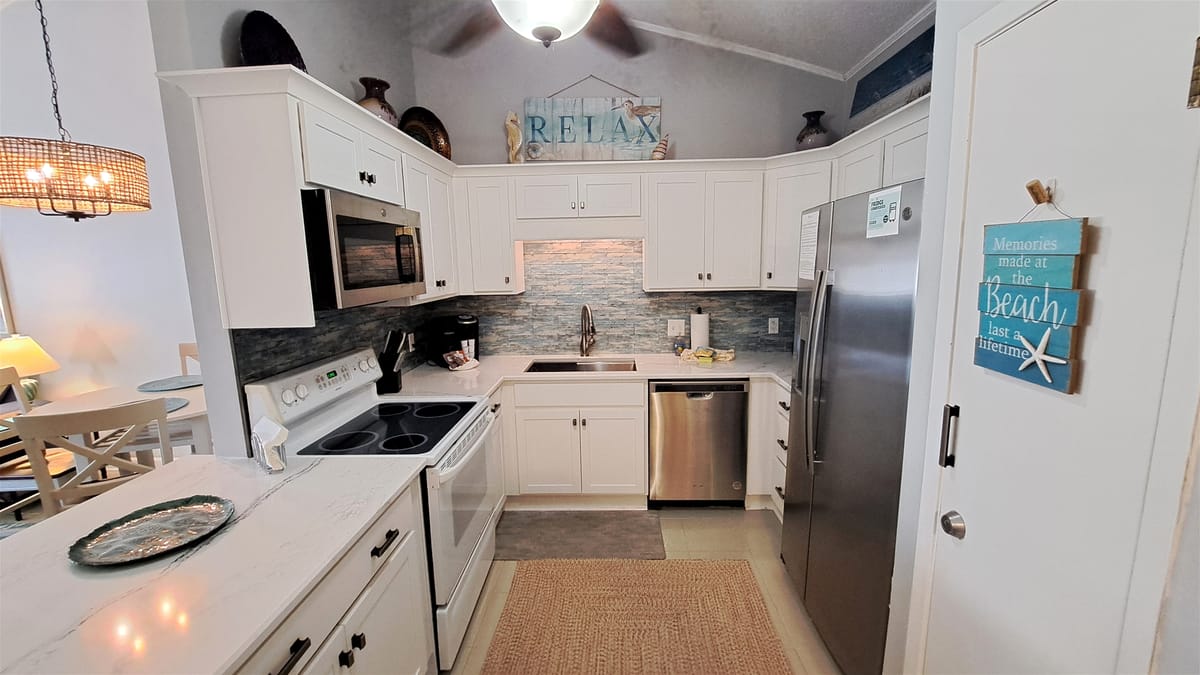 Stylish coastal decor makes you feel right at home while on vacation