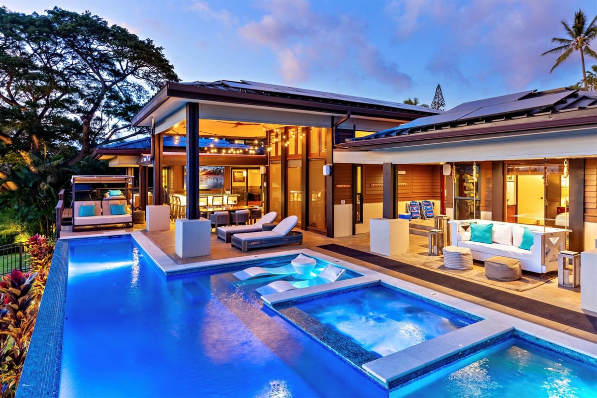 Private pool and hot tub and spacious outdoor dining and lounge areas, including a new wellness area.