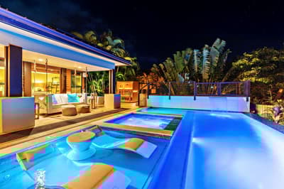 Soak in the spectacular West Maui sunsets from the custom, hand made bed swing or the super luxe, in-pool Ledge Loungers.