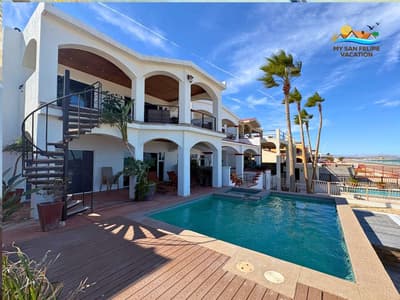 Casa Francisco San Felipe Baja Beachfront Vacation Rental Villa - Front view of house with pol